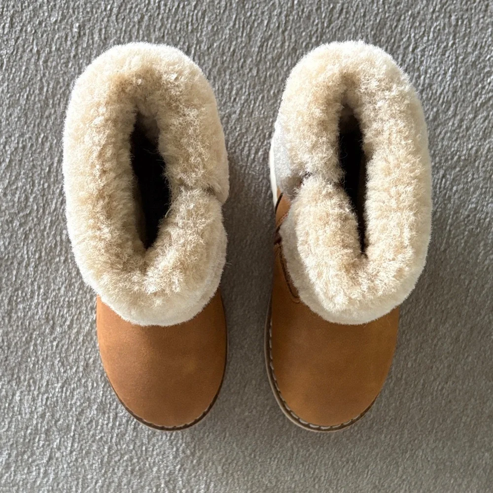 Zara Faux Suede Winter Boots with Fur Trim